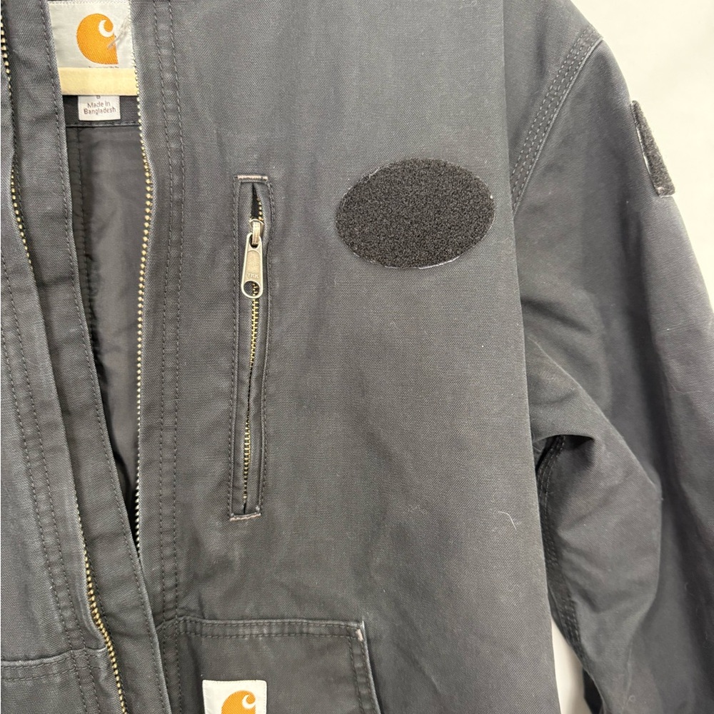 Vintage Carhartt Jacket Men’s  Large Black Bomber Rugged Hunting Fishing - Picture 4 of 16